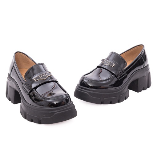Pantofi dama eleganti din piele naturala lacuita, Epica, 1M490004A, negru - Img 2