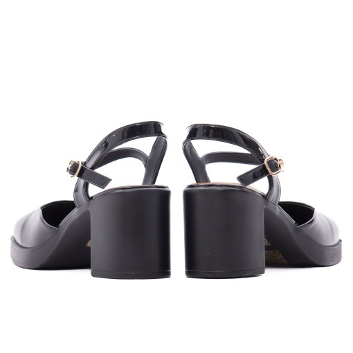 Pantofi dama eleganti din piele naturala lacuita, Feeling 3533-7, negru - Img 6
