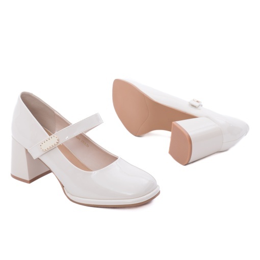 Pantofi dama eleganti din piele naturala lacuita, Feeling 91295, alb - Img 4