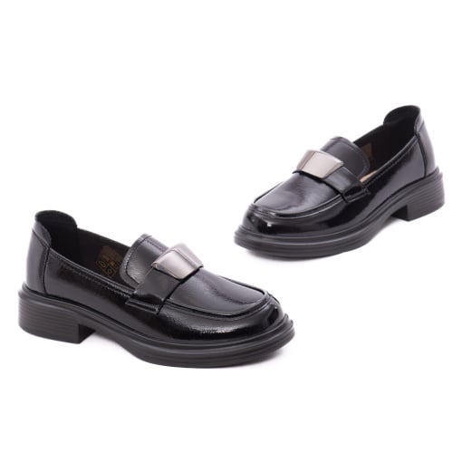 Pantofi dama eleganti din piele naturala lacuita, PASS Collection M5M580012A 01-L, negru - Img 2