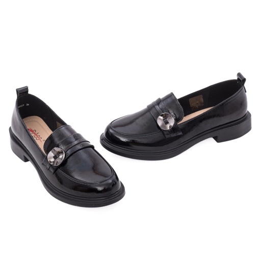 Pantofi dama eleganti din piele naturala lacuita, PASS Collection 1X490002A 01-L, negru - Img 2