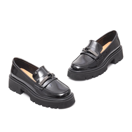 Pantofi dama eleganti, piele lacuita, W1W140008A 01-O, negru - Img 2