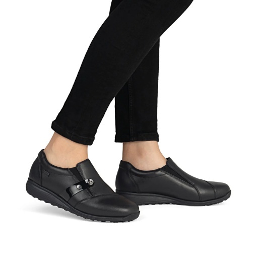 Pantofi damă Rieker 47250-00 negri din piele, confort și stil cu talpă flexibilă - Img 2