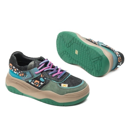 Pantofi dama sport din piele ecologica, Feeling S001, negru multicolor - Img 4