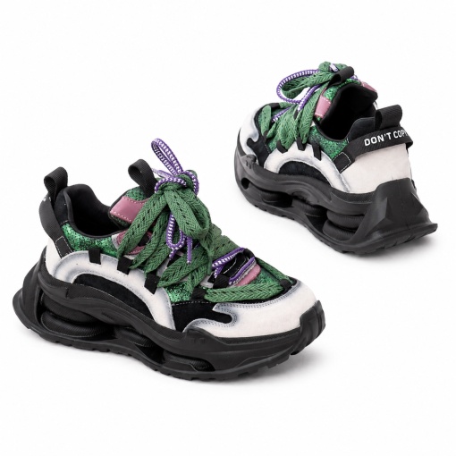 Pantofi dama sport din piele intoarsa PASS Collection 3OLY80003A 15-I, multicolor - Img 3