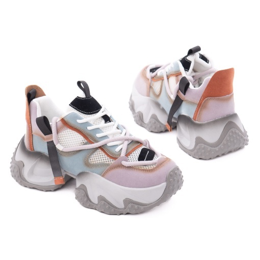 Pantofi dama sport din piele mix Feeling 5022, mov - Img 3