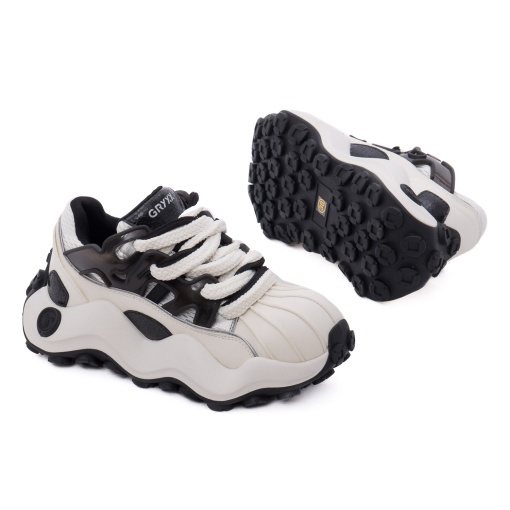 Pantofi dama sport din piele mix, Gryxx Z6ZJ80004A 47-Z, alb negru - Img 4