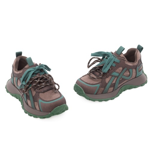 Pantofi dama sport din piele naturala, Gryxx 1ZJ90001D 02-N, maro multicolor - Img 2