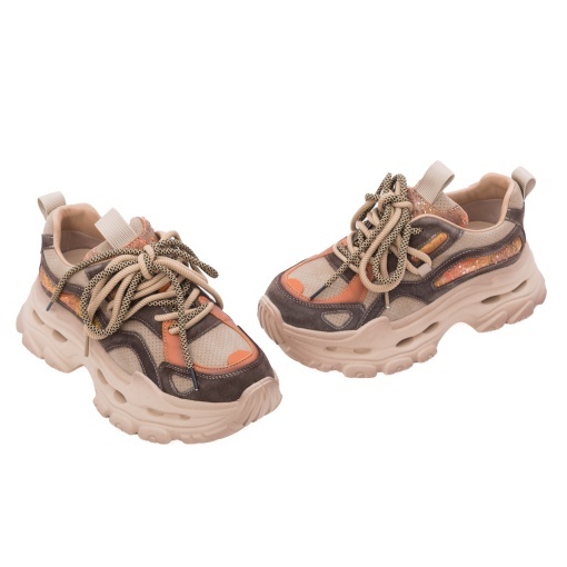 Pantofi dama sport din piele naturala intoarsa, Gryxx, 1Y2923-1A 97-I, bej diverse - Img 2