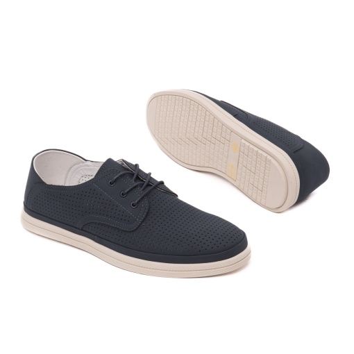 Pantofi vara barbati din piele naturala nabuc, Otter, J2J260014C 42-N, bleumarin - Img 4