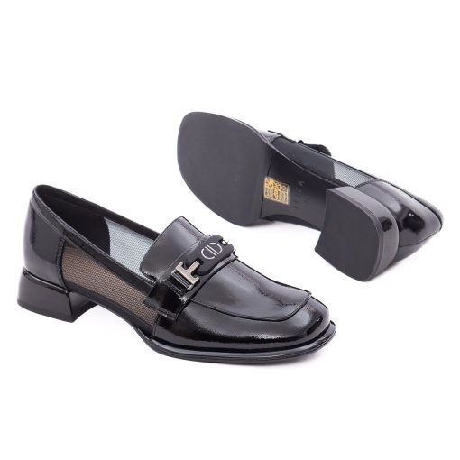 Pantofi vara dama din piele naturala lacuita, Epica V723A149-641D-N377 01-Z, negru - Img 4