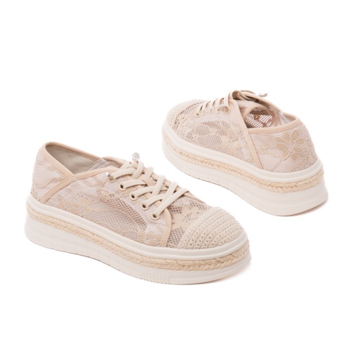 Pantofi vara dama PASS Collection, H3DL40014 03-T din material textil, bej - Img 3