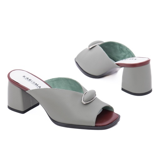 Papuci dama din piele naturala, Karisma 7QXS80007C 06-N, verde - Img 3