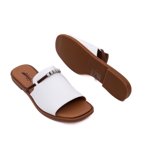 Papuci damă piele naturala, x4x460016b 13-n albi slip-on, design minimalist, casual vară - Img 3