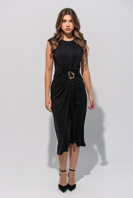 Rochie uni din modal cu un croi conic YLENIA Hermosa, negru - Img 6