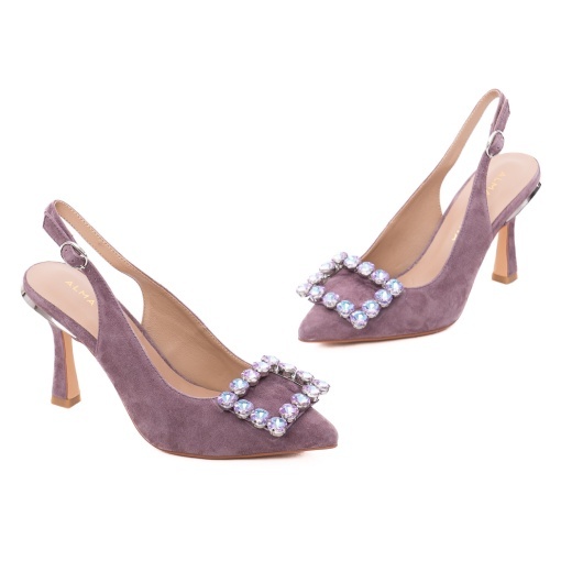 Saboti dama din piele intoarsa, ALMA EN PENA V262004 SUEDE LAVENDER, mov - Img 2