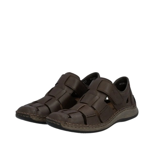 Sandale barbati din piele naturala, Rieker 05281-25, maro - Img 4