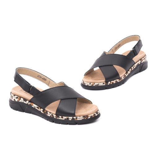 Sandale dama casual, Suave, piele naturala, SU12505VT MOSTAR 01-N, negru - Img 2