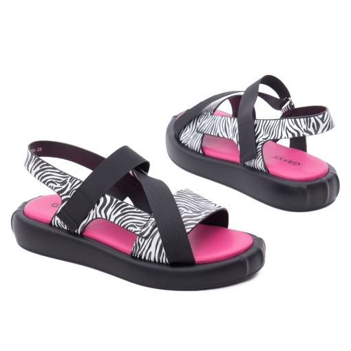 Sandale dama din piele mix, Gryxx H1WC80009A 47-Z, alb negru - Img 3