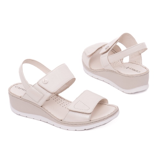 Sandale dama din piele naturala, Caprice, 9-28251-42, crem - Img 3