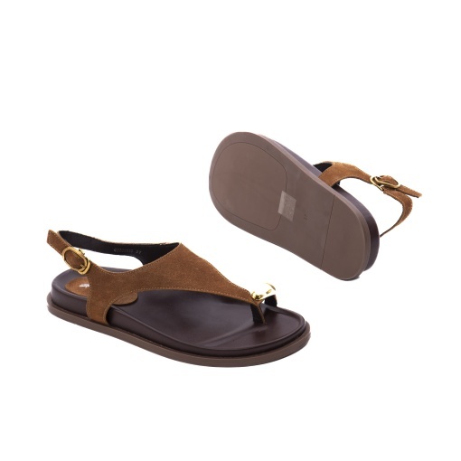 Sandale dama din piele naturala intoarsa, PASS Collection AGQS80001C 02-I, maro - Img 4