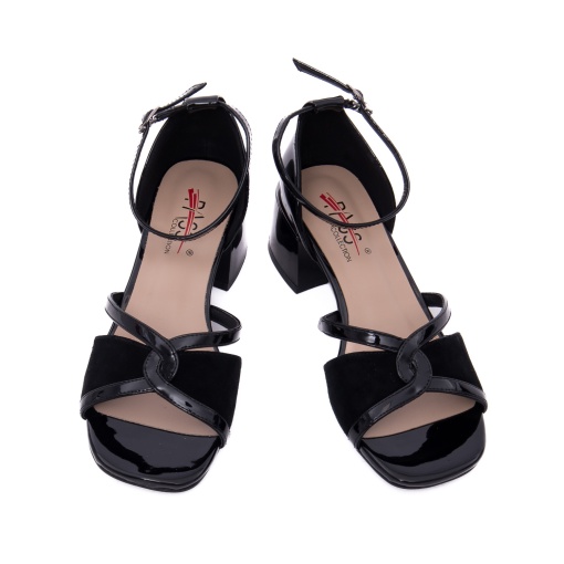 Sandale dama din piele naturala lacuita, PASS Collection, 8VH2442-V1025 01-L, negru - Img 5