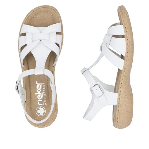 Sandale dama din piele naturala, Rieker 61853-80, alb - Img 10
