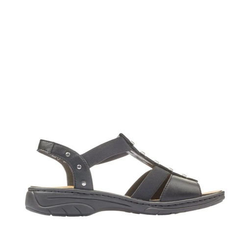 Sandale dama din piele naturala, Rieker 64580-00, negru - Img 6