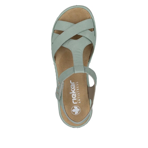 Sandale dama din piele naturala, Rieker 65919-52, verde - Img 6