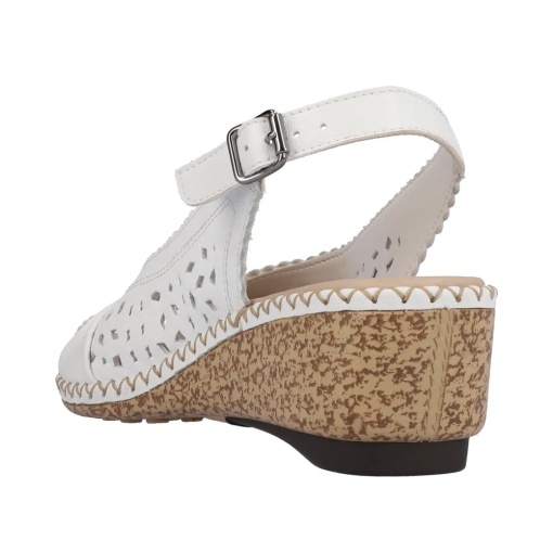 Sandale dama din piele naturala, Rieker 66176-81, alb - Img 3