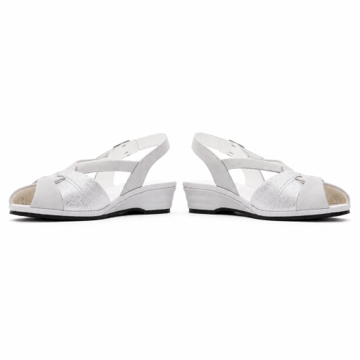 Sandale dama din piele naturala, Suave SU0012T NICE 50-N, gri deschis - Img 5
