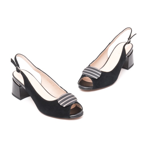 Sandale dama elegante cu toc mic, JIJI40041B 01-I, negru - Img 2
