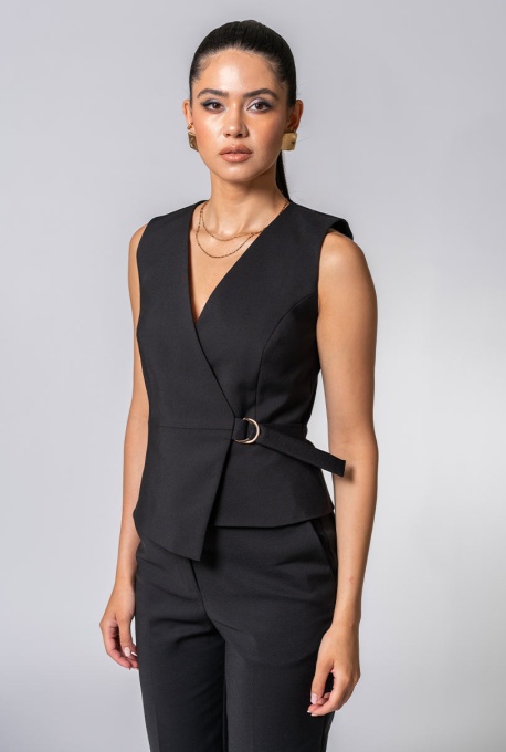 Vesta din tercot elastic MARA, Hermosa, negru - Img 2