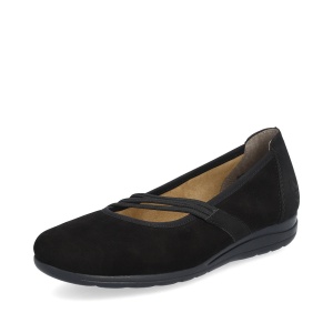 Balerini dama, piele naturala nabuc, L9369-00, negru