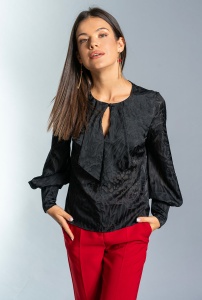 Bluza din organza devore Ronda, negru