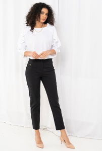 Pantaloni conici din tercot elastic cu densitate mare BECKY, Hermosa, negru