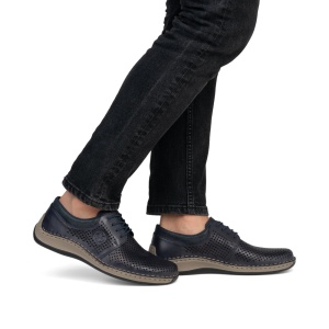 Pantofi Bărbați Rieker 05213-14 din Piele Naturală Perforată Bleumarin