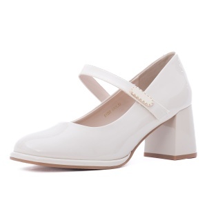 Pantofi dama eleganti din piele naturala lacuita, Feeling 91295, alb