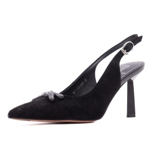 Saboti dama eleganti din piele naturala nabuc, Feeling D47-8328, negru