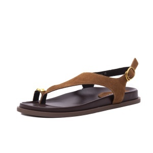 Sandale dama din piele naturala intoarsa, PASS Collection AGQS80001C 02-I, maro