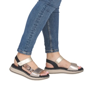 Sandale dama din piele naturala, Remonte D3J50-90, gri metal