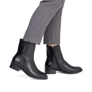 Botine dama din piele naturala intoarsa, Remonte D3U73-00, negru