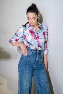 Camasa casual din vascoza JUDITH, Hermosa, grena