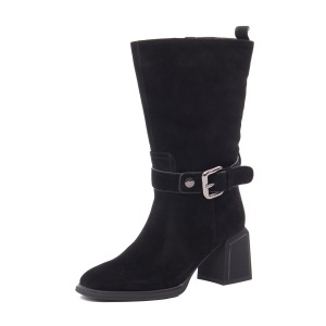 Cizmulite dama din piele naturala intoarsa, Epica 3B354-D890-015B 01-I, negru