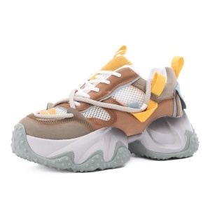 Pantofi dama sport din piele mix Feeling 5022, verde