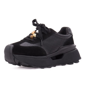 Pantofi dama sport din piele mix, Feeling, 68102, negru
