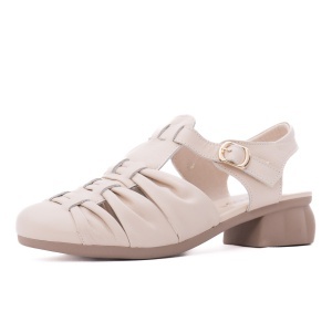 Sandale dama din piele naturala, PASS Collection 9VZM80001B 52-N, crem