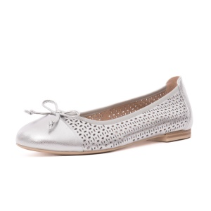 Balerini dama din piele naturala, Caprice, 9-22185-42 920 SILVER METAL, argintiu