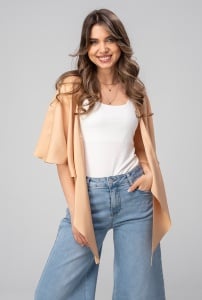 Bolero uni din rayon cu croi lejer MIRUNA, Hermosa, bej
