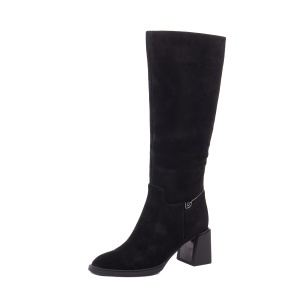 Cizme dama din piele naturala intoarsa, Feeling 27-083-01, negru